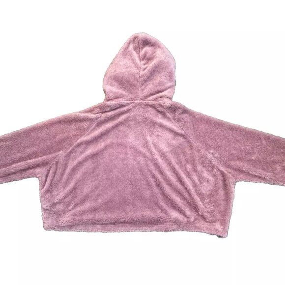 NEW Urban Outfitters UO Pink Fluffy Cropped Hoodie NWT Size Large Rose Pink - Picture 8 of 8